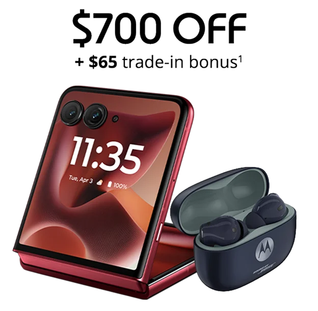 $700 off motorola razr ultra 1TB and $65 trade-in bonus and free moto buds 2 plus