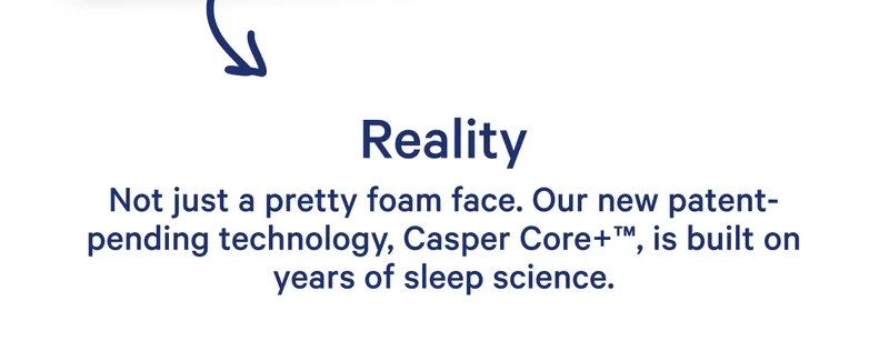 Reality; Not just a pretty face. Our new patent-pending technology, Casper Core+, is built on years of sleep science.