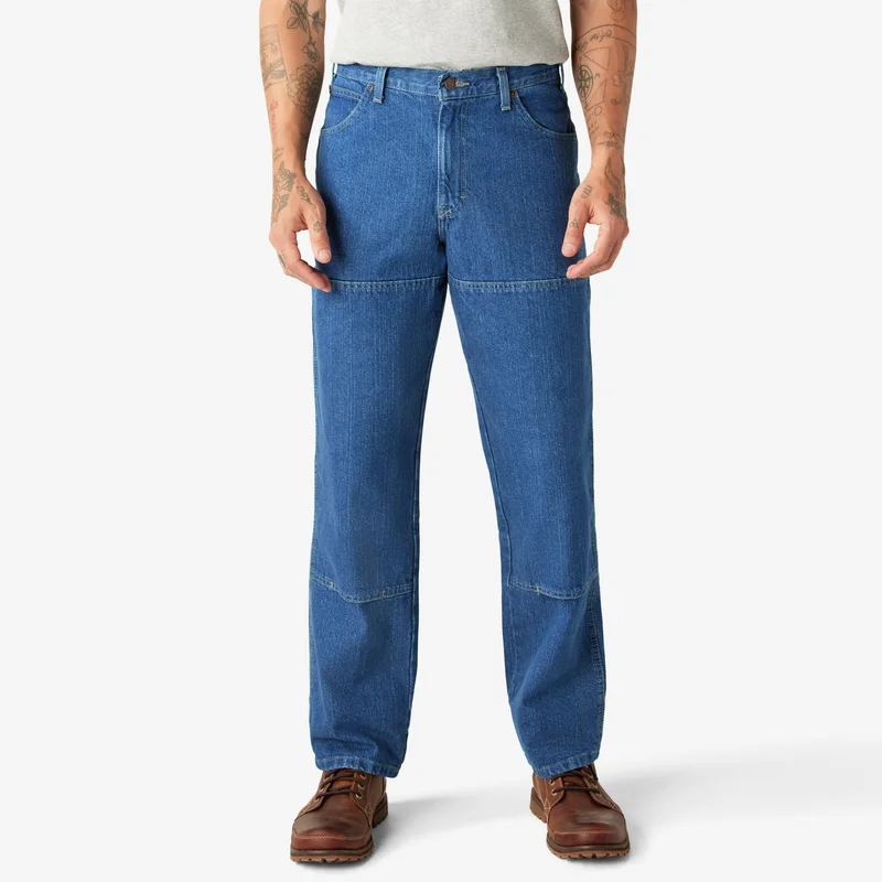 Image of Relaxed Fit Double Knee Jeans
