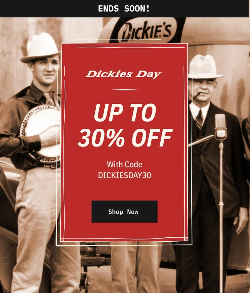 Dickies Day. Up to 30% Off. Use Code discount code. Shop Now.