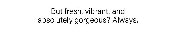 Fresh, vibrant and gorgeous
