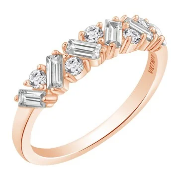 Diamonique 0.65 cttw Round & Baguette-Cut Ring