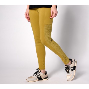 LOGO Layers by Lori Goldstein Regular Leggings w/ Lace Panel