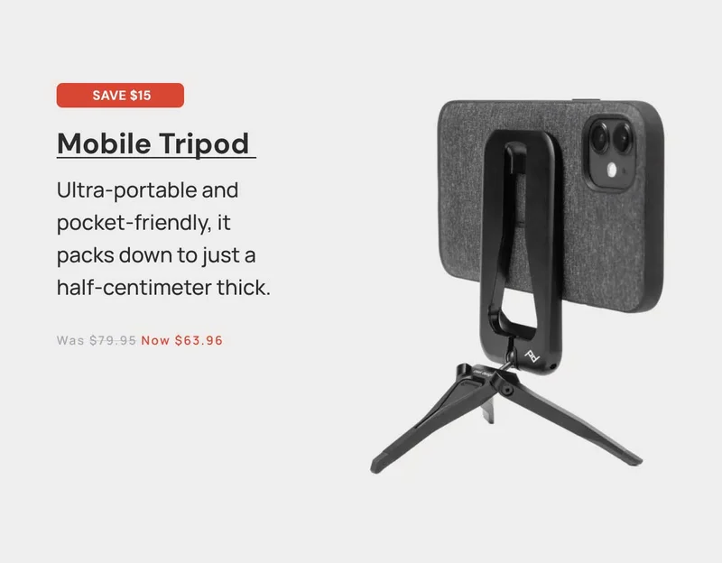 Save $15 Mobile Tripod Ultra-portable and pocket-friendly, it packs down to just a half-centimeter thick.