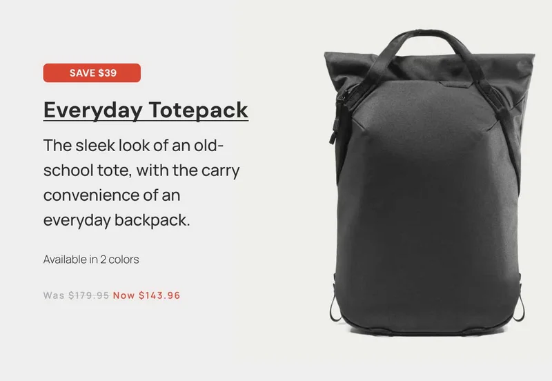 Save $39 Everyday Totepack The sleek look of an old-school tote, with the carry convenience of an everyday backpack.