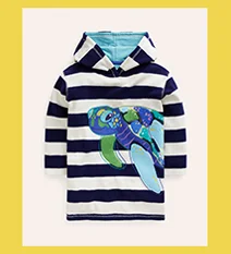 Appliqué Towelling Throw-on - College Navy/Ivory Turtle