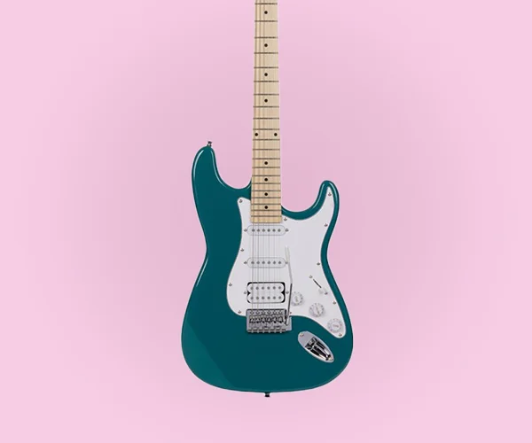 Indio by Monoprice Cali Classic HSS Electric Guitar with Gig Bag - Teal Body, White Pickguard, Maple Fingerboard