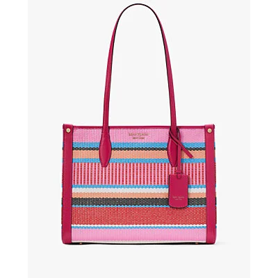 Market Striped Woven Straw Medium Tote
