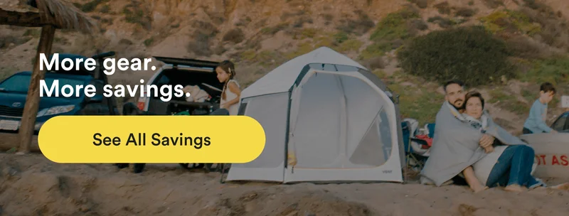 Veer basecamp being used by a family at the beach