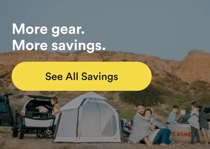 Veer basecamp being used by a family at the beach