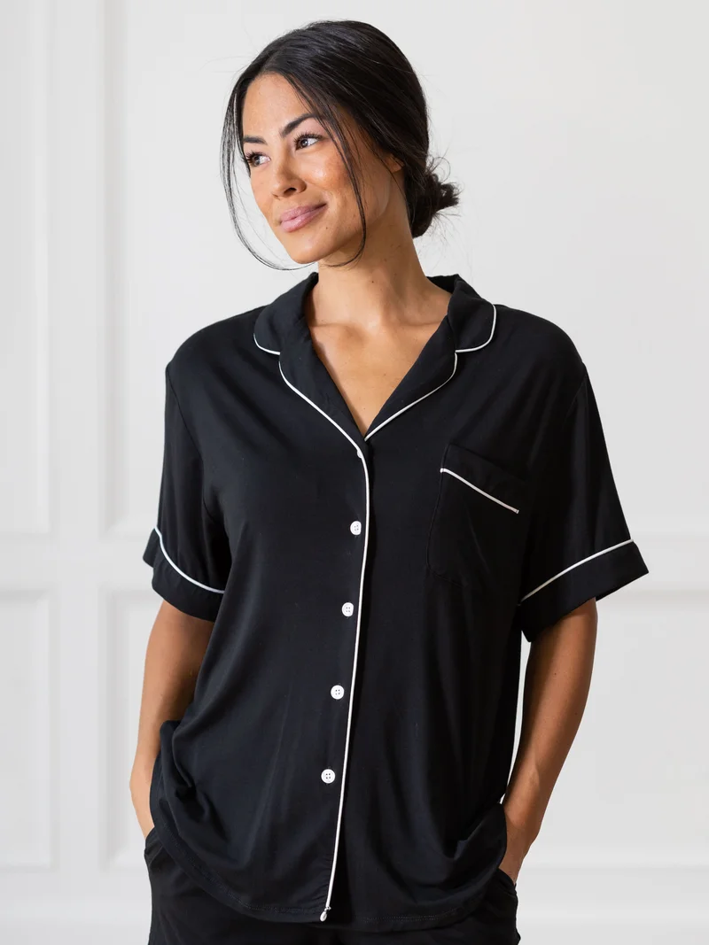 Image of Women's Bamboo Stretch-Knit Short Sleeve Pajama Top - Wholesale