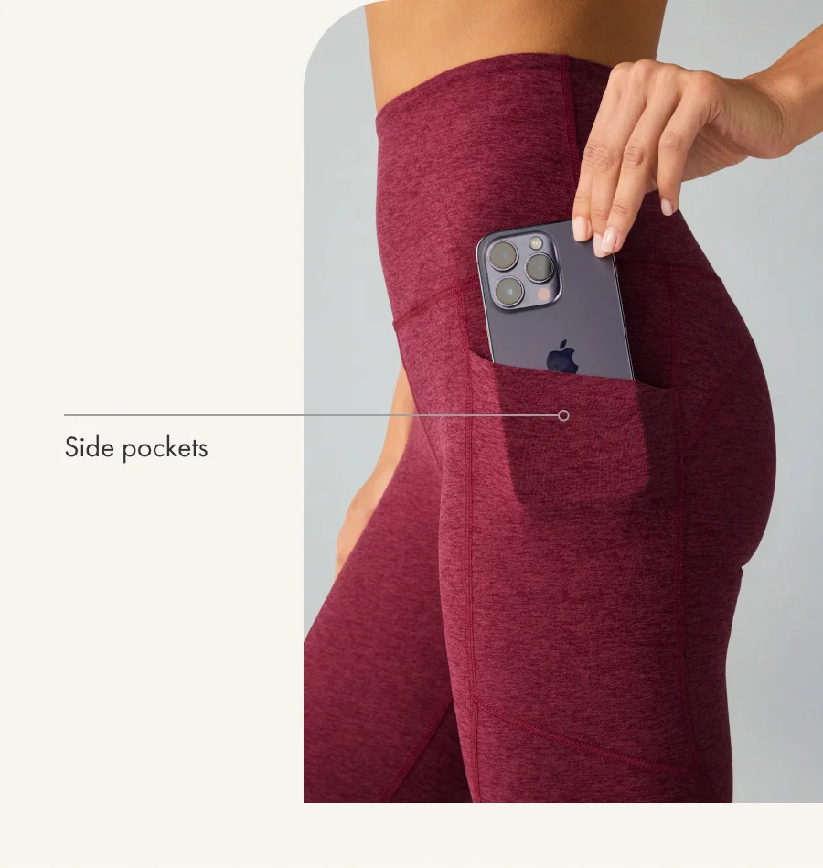 Spacedye Equipped Pocket Midi Legging in Bordeaux Heather