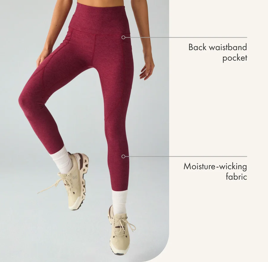 Spacedye Equipped Pocket Midi Legging in Bordeaux Heather