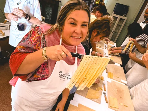 Image Description: A person making noodles.