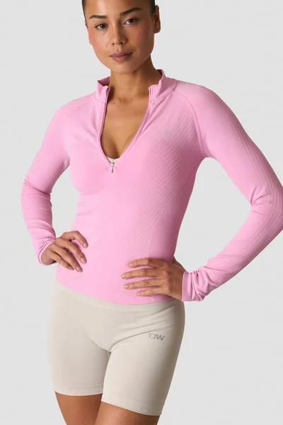 Image of Ignite Seamless 1/2 Zip Long Sleeve W Pink