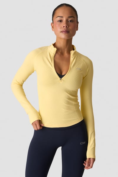 Image of Ignite Seamless 1/2 Zip Long Sleeve W Fading Yellow