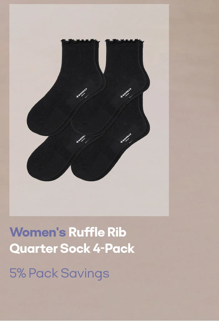 Women's Ruffle Rib Quarter Sock 4-Pack 5% Pack Savings