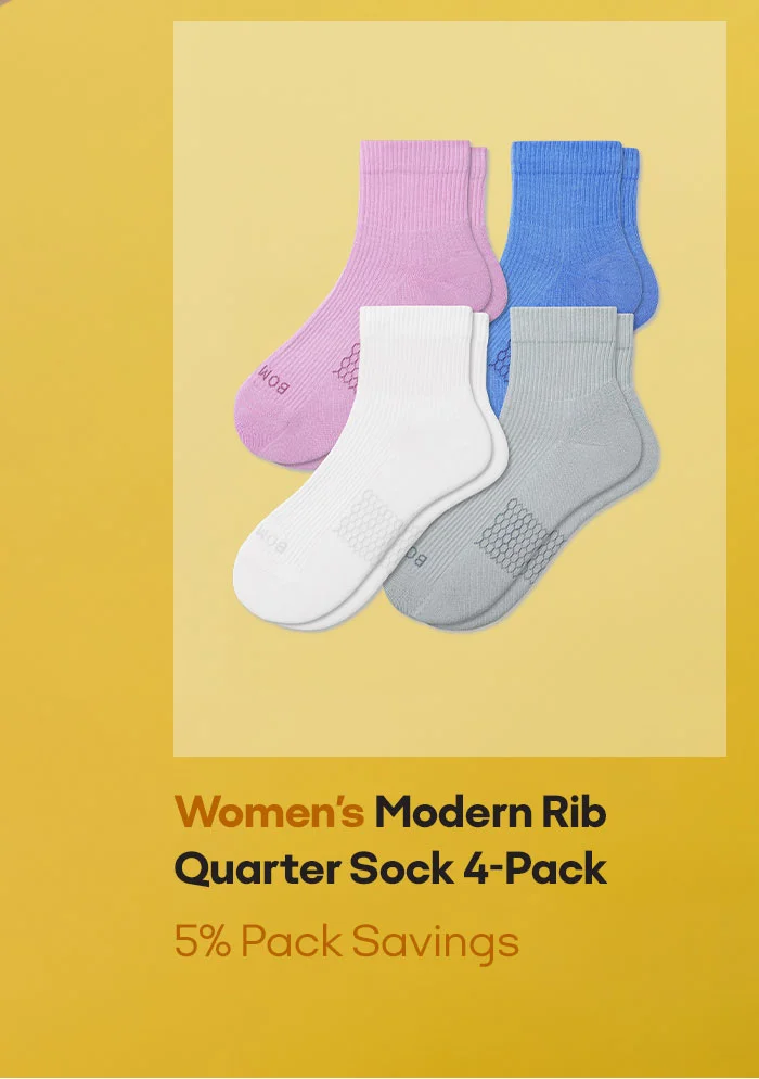Women's Modern Rib Quarter Sock 4-Pack 5% Pack Savings