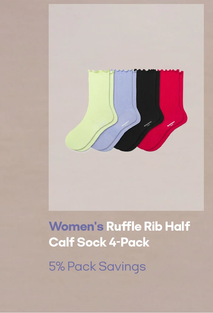 Women's Ruffle Rib Half Calf Sock 4-Pack 5% Pack Savings