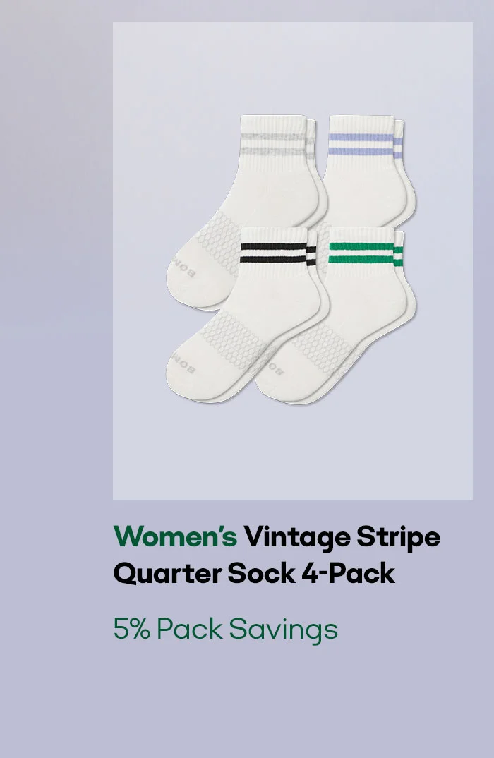Women's Vintage Stripe Quarter Sock 4-Pack 5% Pack Savings