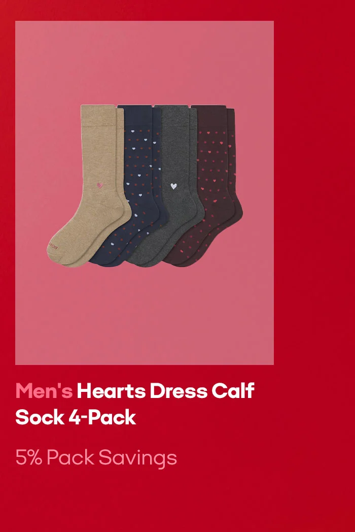 Men's Hearts Dress Calf Sock 4-Pack 5% Pack Savings