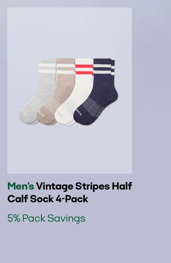 Men's Vintage Stripes Half Calf Sock 4-Pack 5% Pack Savings