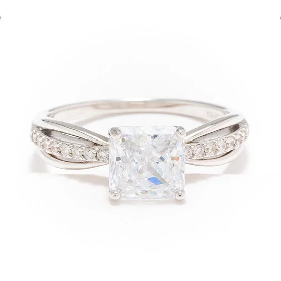 Diamonique Classics Choice of Cut Solitaire Ring, Sterling Silver