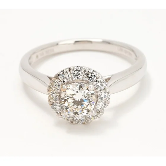 Fire Light Lab Grown Diamond 1cttw Round Halo Ring, 14K