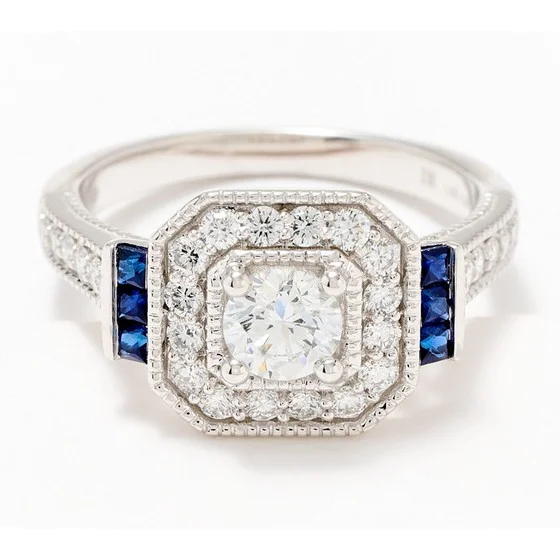 Fire Light Lab Grown Diamond x Ethos Diamond & Sapphire 1cttw Ring, 14K