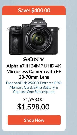 Sony Alpha a7 III 24MP UHD 4K Mirrorless Camera with FE 28-70mm Lens   Free SanDisk 256GB Extreme PRO Memory Card, Extra Battery & Capture One Subscription