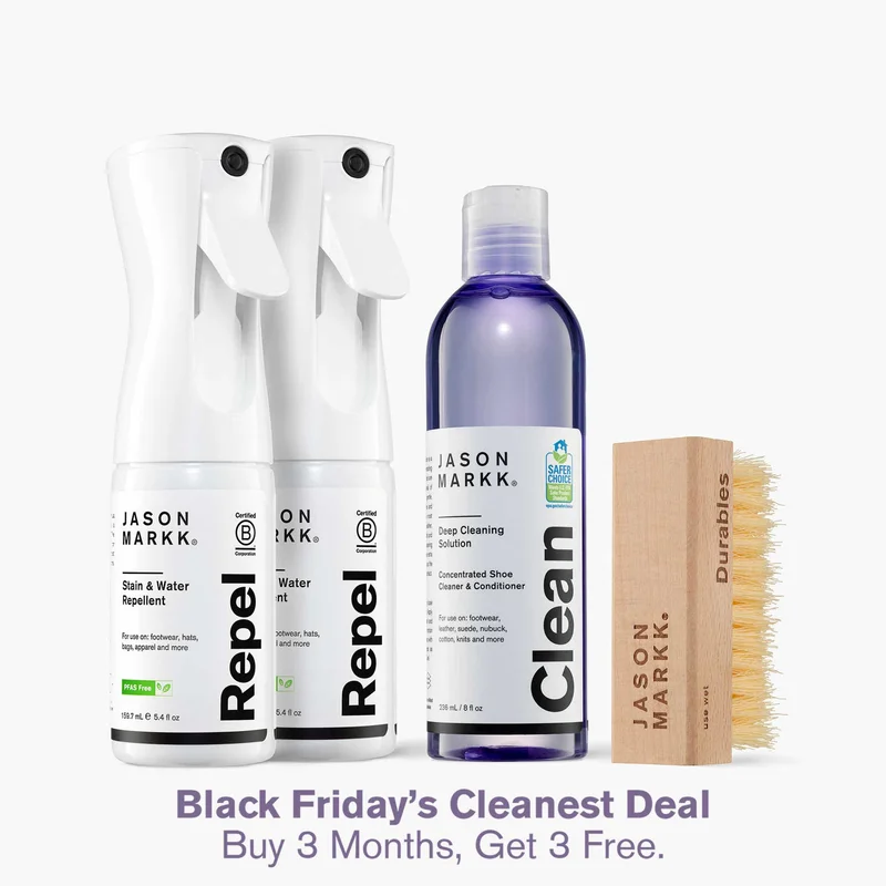 Tough on dirt, gentle on what matters. The Deep Clean Bundle is the perfect all-in-one deep cleaning shoe kit for busy households, active kids, and anyone with shoes that see a lot of love. Whether it’s muddy sneakers after soccer practice, weekend hikes, or everyday wear-and-tear, this bundle helps families stay ahead of the mess. From little kicks to grown-up pairs, it delivers a powerful clean you can trust—no harsh chemicals, just effective ingredients and reliable results. What’s Included: 1 – 8oz Premium Deep Cleaning SolutionOur trusted formula works hard to remove dirt, oil, and stains without damaging materials. Safe for a wide range of fabrics and colors, it’s the heart of your family’s go-to clean routine. 1 – Durable Deep Cleaning BrushBuilt to handle it all—from toddler sneakers to dad’s weekend boots. The stiff bristles make it the ultimate deep cleaning brush for scrubbing soles, treads, and stubborn stains. 2 – Repel SpraysOnce clean, keep them that way. Our powerful shoe protectant spray creates an invisible barrier against rain, spills, and playground grime. Use it on everything from school shoes to your favorite canvas pairs. Whether you're cleaning up after the playground, prepping for back-to-school, or just keeping everyone’s shoes looking their best, the Deep Clean Bundle makes it easy to care for the whole family. Pair it with Auto-Delivery and never run out of what keeps your household looking sharp and feeling fresh.