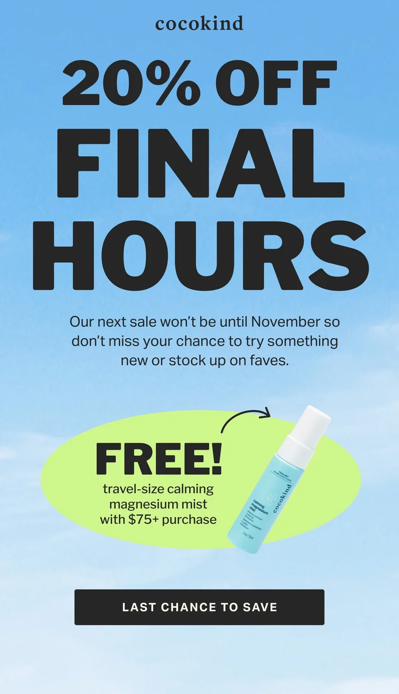 20% OFF FINAL HOURS
