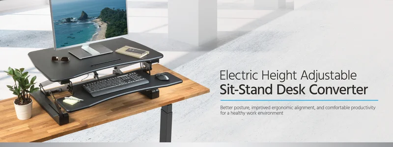 Workstream by Monoprice Electric Height Adjustable Sit-Stand Workstation Desk Converter, 36in