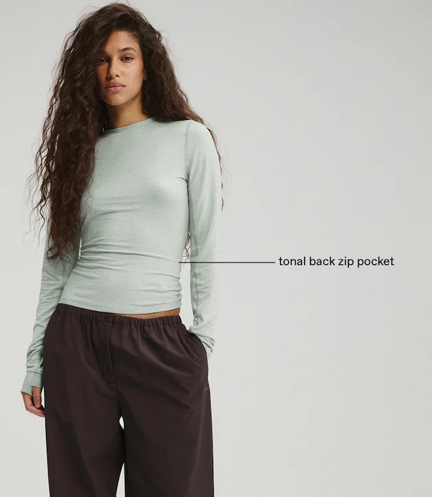 Modal Long Sleeve Technical Top - Cloud Blue & Trail Trousers - Coffee Bean