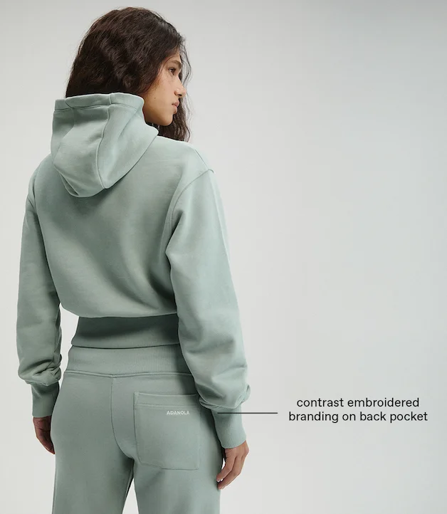 Cinch Hem Full Zip Hoodie & Rib Waist Straight Leg Sweatpants - Cloud Blue