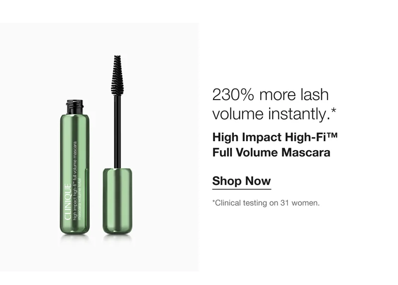 230% more lash volume instantly.* | High Impact High-Fi™ Full Volume Mascara | Shop Now | *Clinical testing on 31 women.