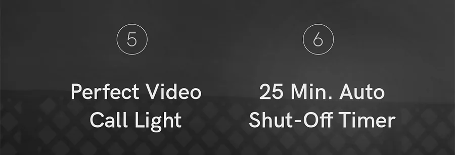 Perfect video call light, 25 min. auto shut-off timer...