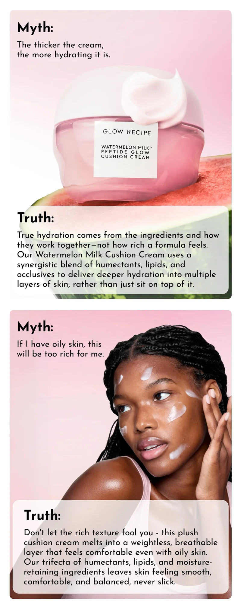 Moisturizer Myths, Debunked. Watermelon Cushion Cream Edition