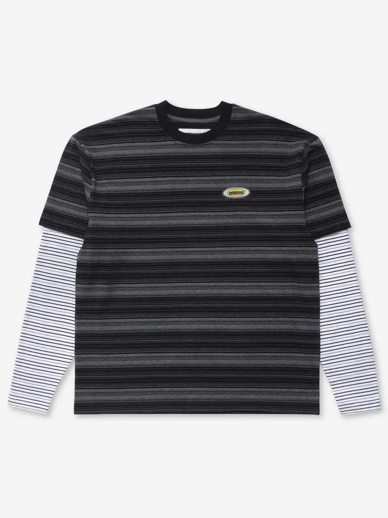 Image of Metalwood Double Layer Striped T-Shirt - Black