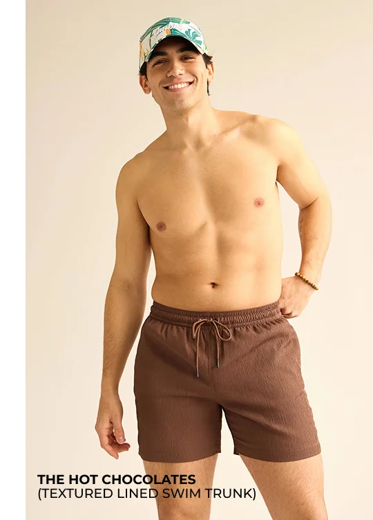 Textured Lined Swim Trunk: The Hot Chocolates