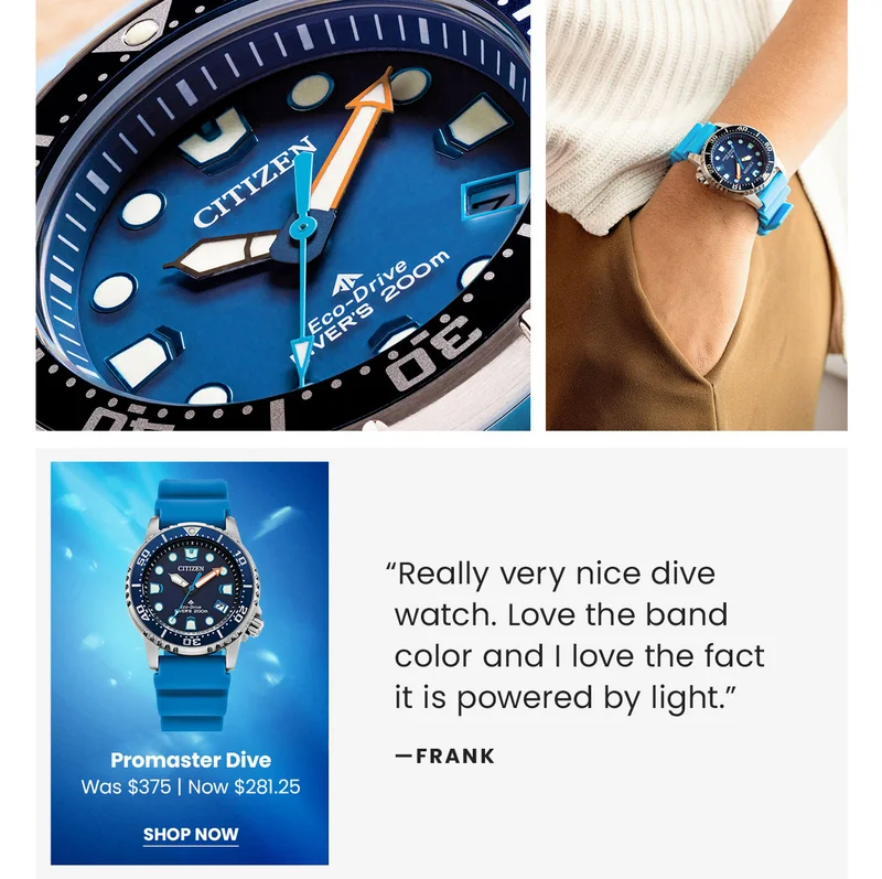 A woman wearing Promaster Dive watch