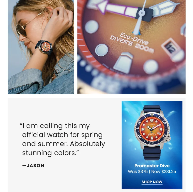 A woman wearing a Promaster Dive watch
