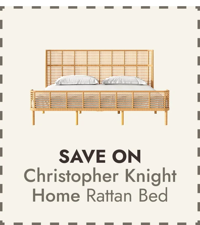 Christopher Knight Home - Marlowe Rattan Bed with Metal Frame and Wingback Design
