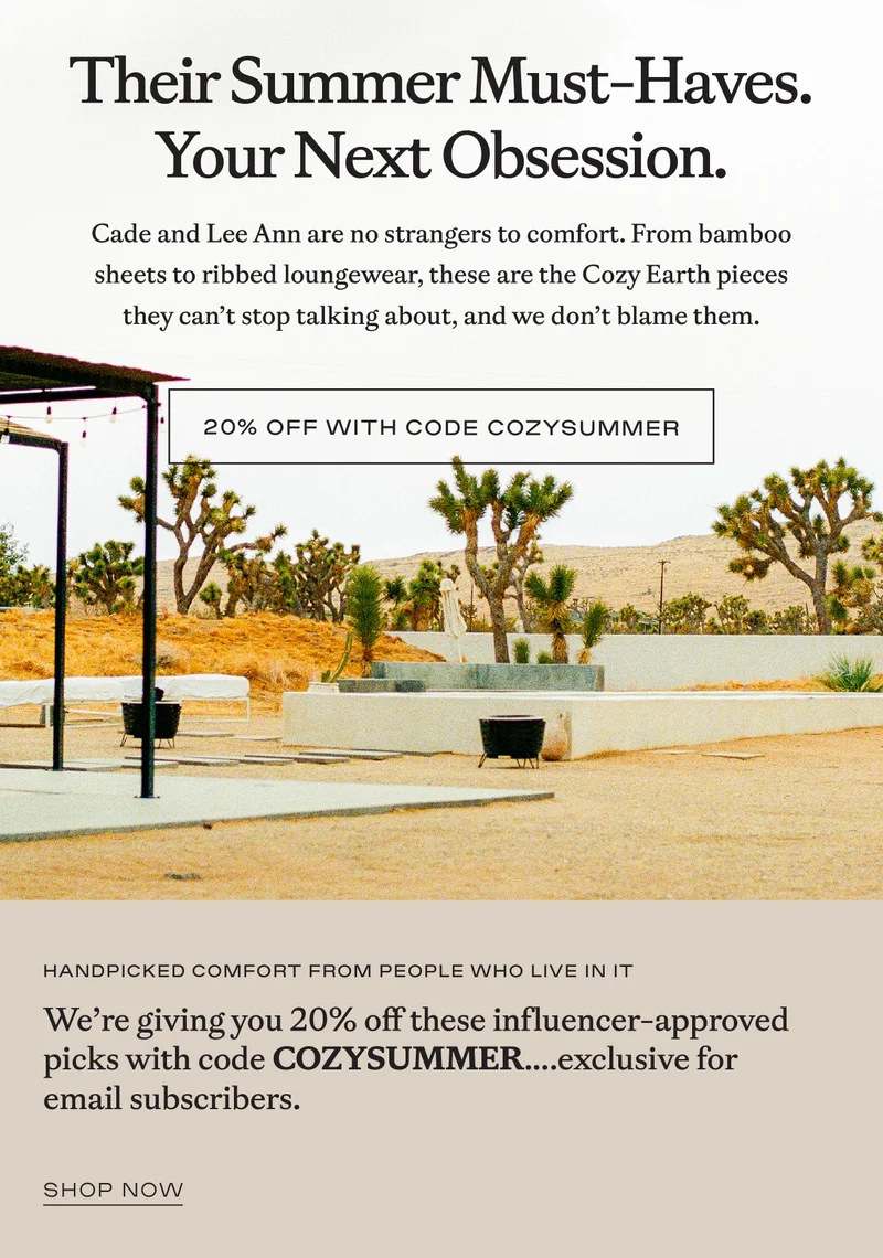 20% Off With Code COZYSUMMER - Shop Now