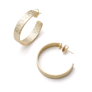 Women's Hammered Gold Hoop Earrings