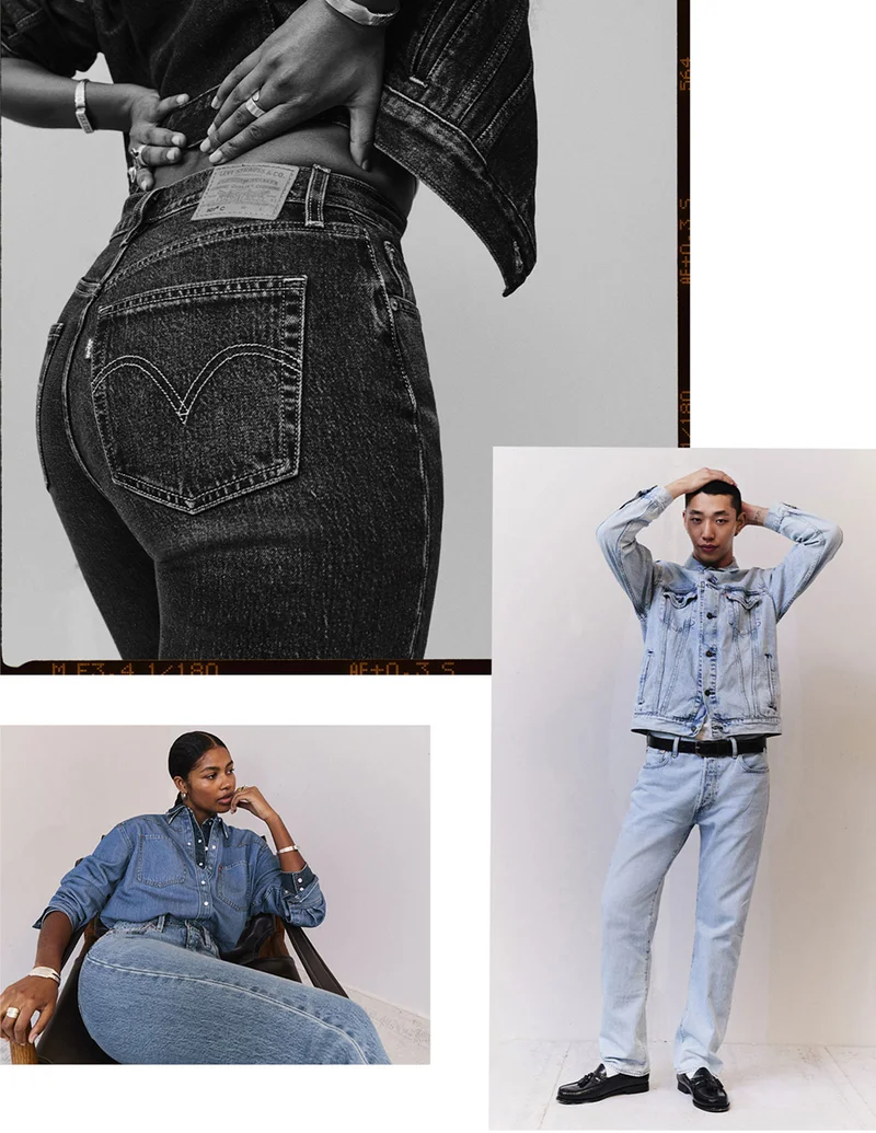Collage of people wearing 501® jeans
