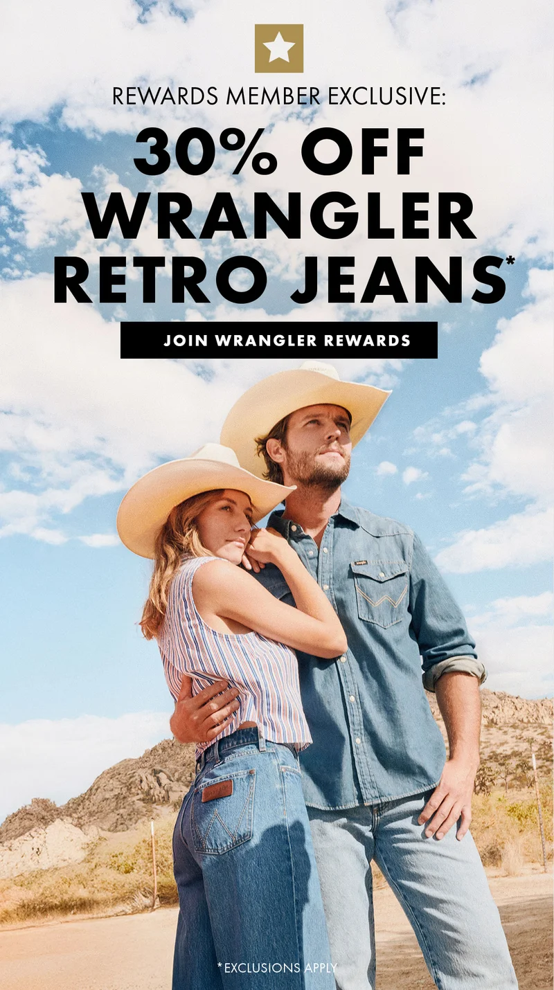 Rewards Member Exclusive: 30% Off Wrangler Retro Jeans* Join Wrangler Rewards