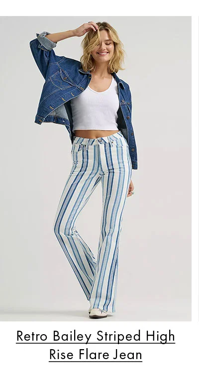 Retro Bailey Striped High Rise Flare Jean