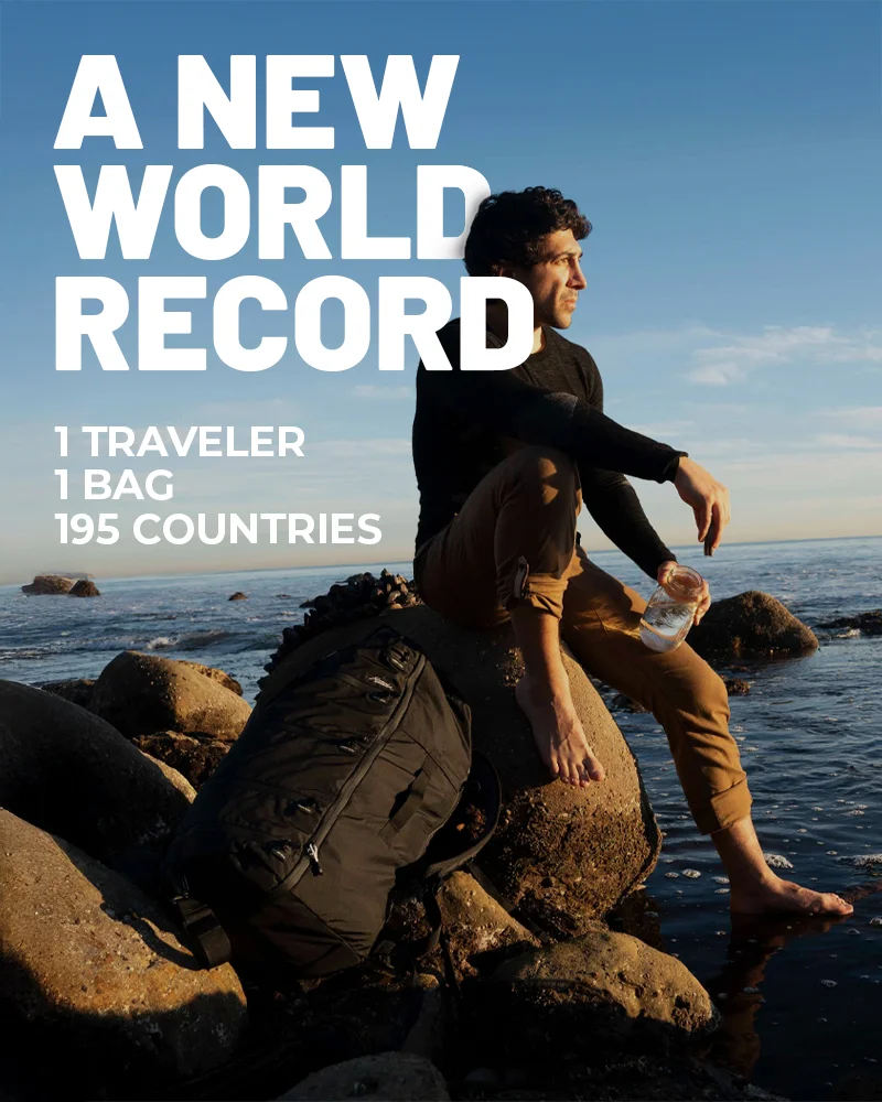 A new world record. one traveler. one bag. 195 countries