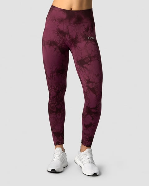 Image of Define Seamless Tie Dye Tights Burgundy